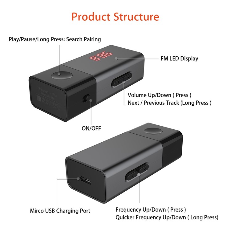 Doosl DSER106 Bluetooth Universal Wireless In-Car Radio Adapter FM Modulator Music Player-2