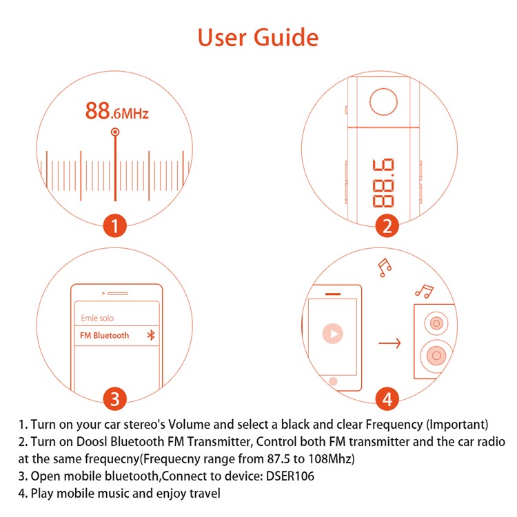 Doosl DSER106 Bluetooth Universal Wireless In-Car Radio Adapter FM Modulator Music Player-9