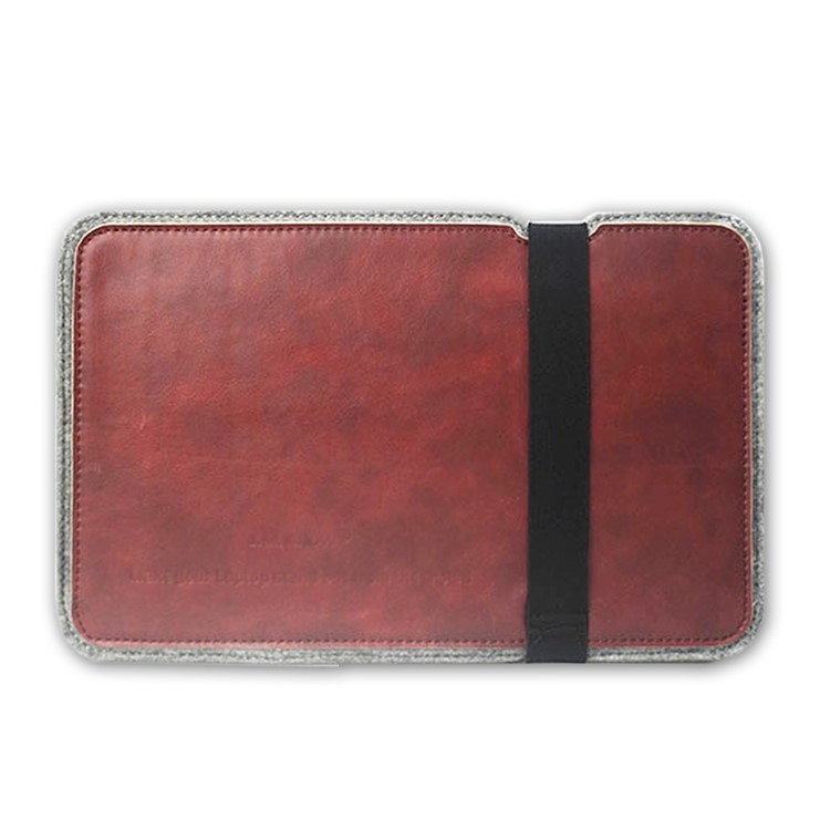 J.M.SHOW Crazy Horse PU Leather Wool Felt Pouch Cover for Macbook Pro / Air 13.3 inch, Size: 33 x 23cm - Red-1