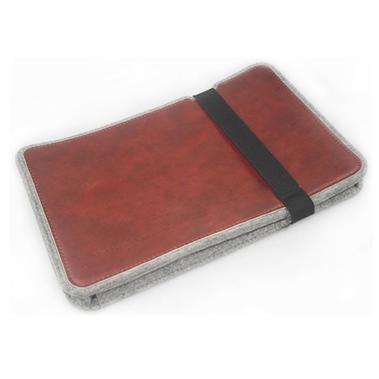J.M.SHOW Crazy Horse PU Leather Wool Felt Pouch Cover for Macbook Pro / Air 13.3 inch, Size: 33 x 23cm - Red-4