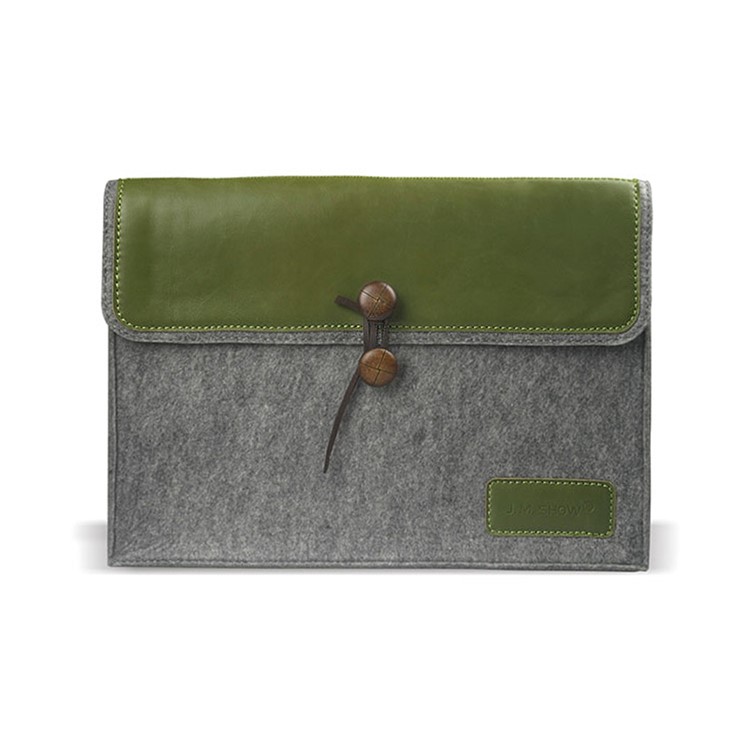 J.M.SHOW Envelope Leather + Wool Felt Protective Bag for MacBook 12-inch with Retina Display(2015), Size: 31x21cm - Green-1