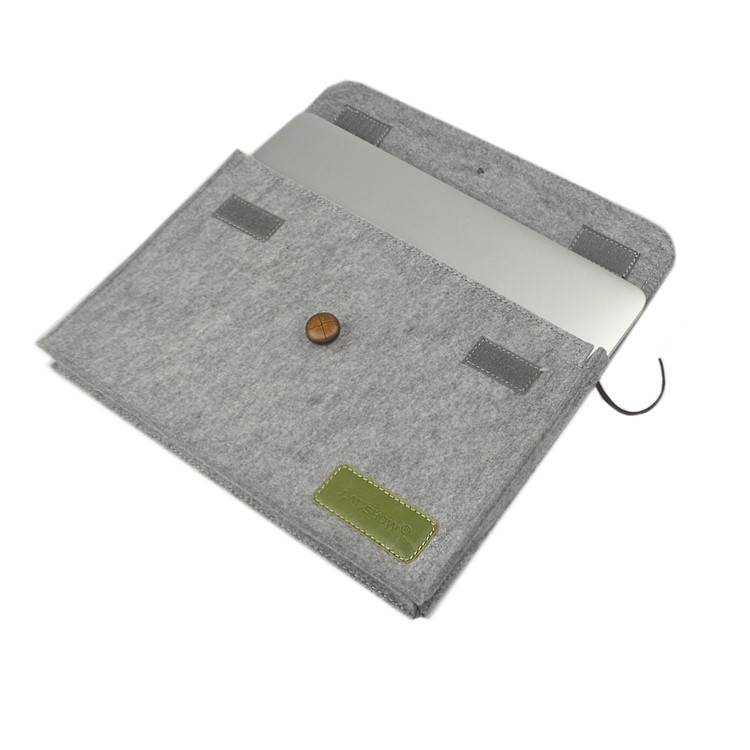 J.M.SHOW Envelope Leather + Wool Felt Protective Bag for MacBook 12-inch with Retina Display(2015), Size: 31x21cm - Green-4