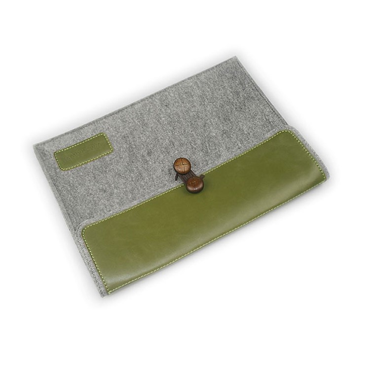 J.M.SHOW Envelope Leather + Wool Felt Protective Bag for MacBook 12-inch with Retina Display(2015), Size: 31x21cm - Green-6