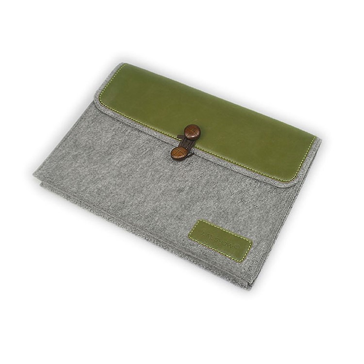 J.M.SHOW Envelope Leather + Wool Felt Protective Bag for MacBook 12-inch with Retina Display(2015), Size: 31x21cm - Green-7