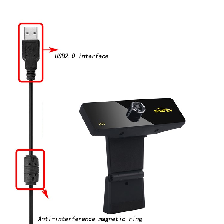 A3 UBS Interface 360 Degree Rotating Focusing HD720P Computer PC Camera with Digital Mic-3