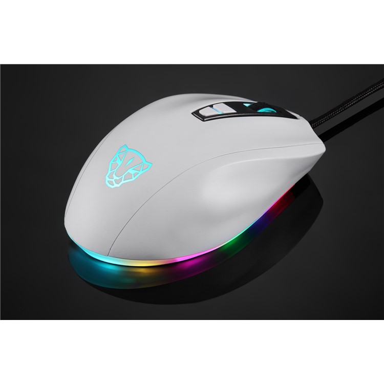 MOTOSPEED V60 5000DPI Breathing Optical Wired Gaming RBG Mouse - White-2