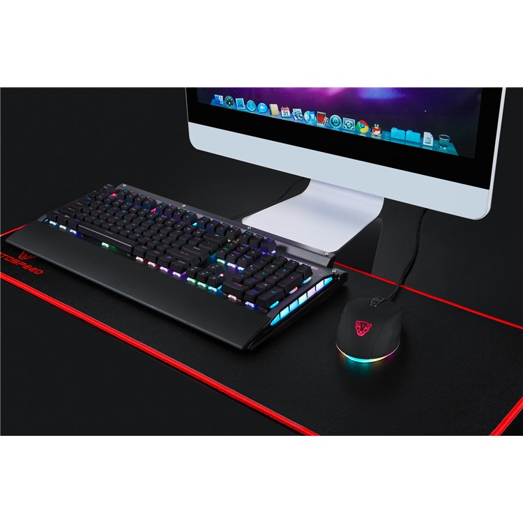MOTOSPEED V60 5000DPI Breathing Optical Wired Gaming RBG Mouse - White-4