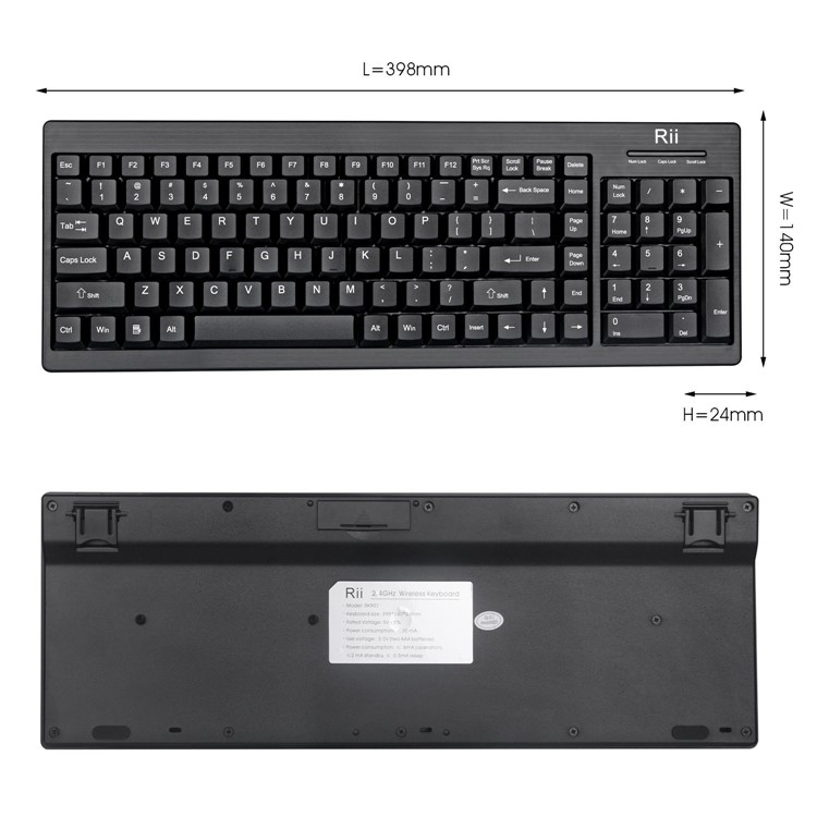 RII RK901 Ultra-thin 104 Keys 2.4G Wireless Keyboard for Smart TV Laptop PC-2
