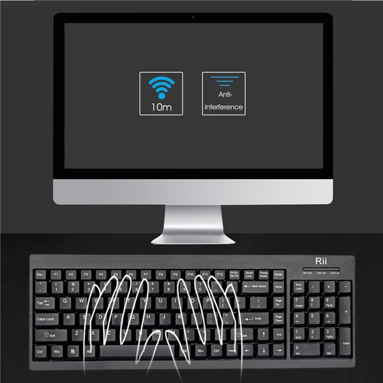 RII RK901 Ultra-thin 104 Keys 2.4G Wireless Keyboard for Smart TV Laptop PC-3