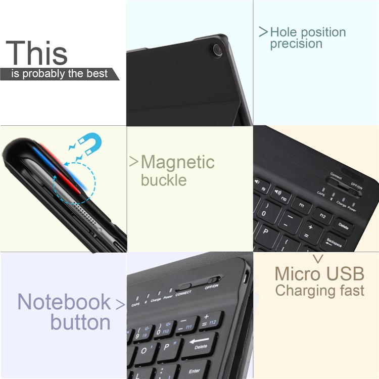 Detachable Bluetooth Keyboard Leather Stand Case for Asus Zenpad Z8s ZT582KL - Black-3