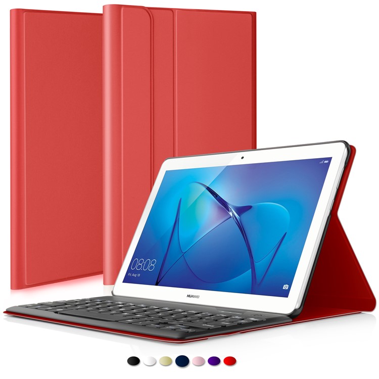 Detachable Bluetooth Keyboard Leather Stand Shell for Huawei MediaPad T3 10 - Red-1