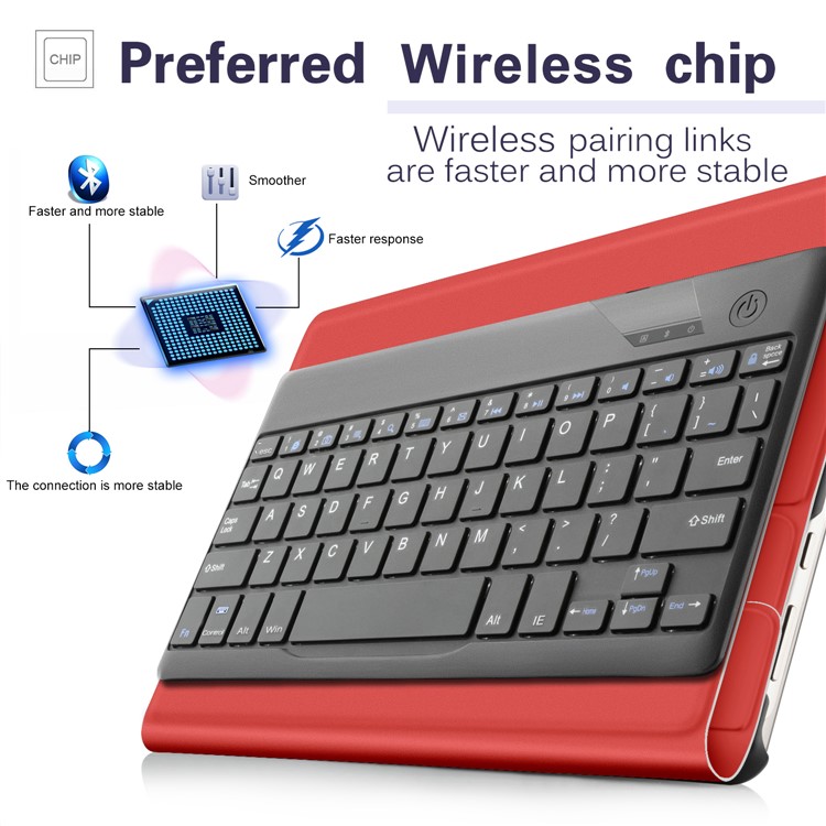 Detachable Bluetooth Keyboard Leather Stand Shell for Huawei MediaPad T3 10 - Red-2