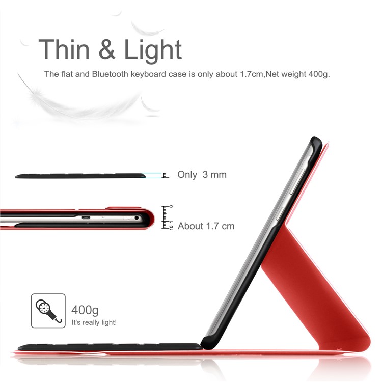 Detachable Bluetooth Keyboard Leather Stand Shell for Huawei MediaPad T3 10 - Red-6