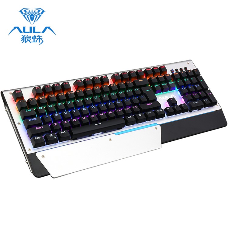 AULA F2011 Cool Multi-color Backlight Mechanical Axis Gaming Keyboard - Black-1
