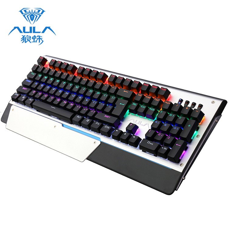 AULA F2011 Cool Multi-color Backlight Mechanical Axis Gaming Keyboard - Black-2