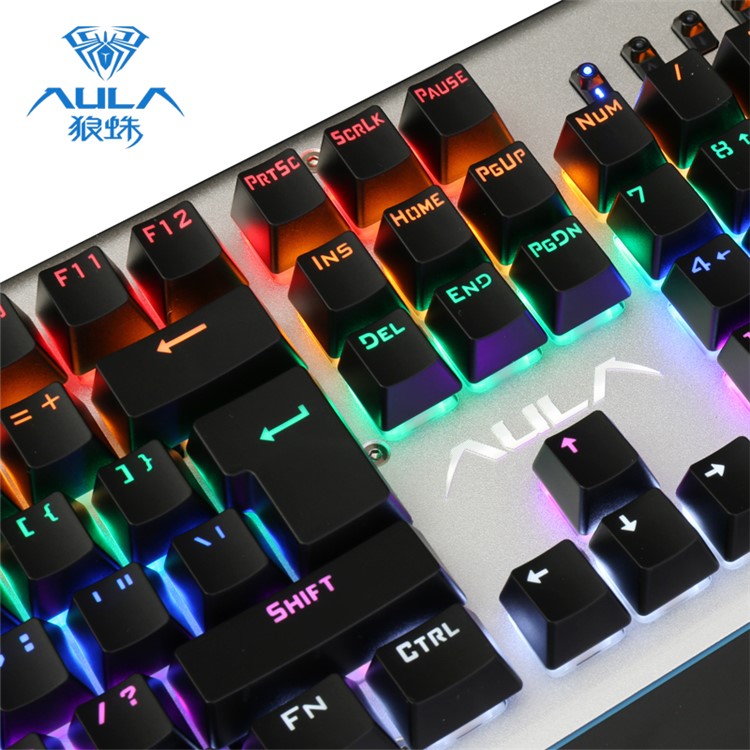 AULA F2011 Cool Multi-color Backlight Mechanical Axis Gaming Keyboard - Black-3