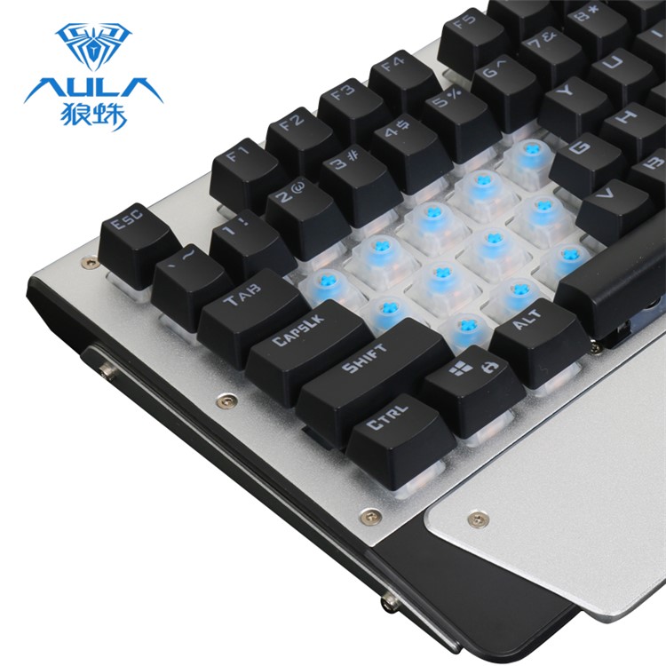 AULA F2011 Cool Multi-color Backlight Mechanical Axis Gaming Keyboard - Black-4