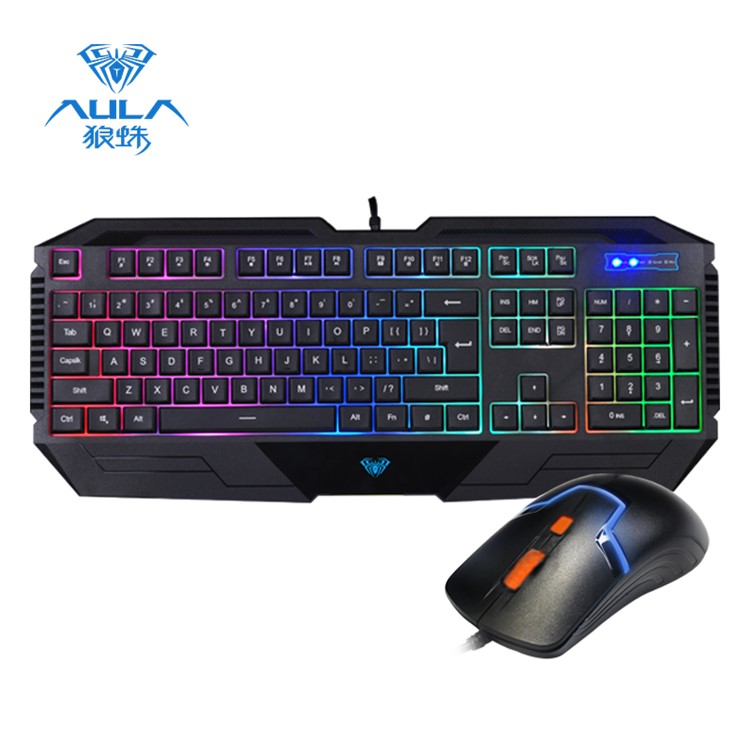 AULA RGB 104 Keys RGB Backlights Professional Gaming Keyboard USB Wired Keyboard with Hand Rest-1