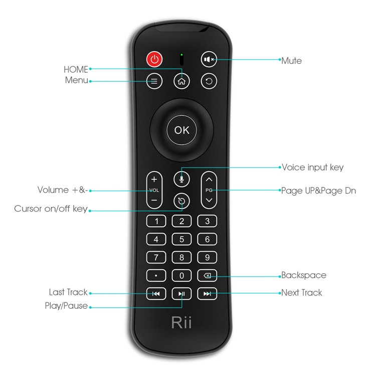 RII MX6 2.4GHz Remote Control Backlight Keyboard with Air Mouse and Voice Control-2