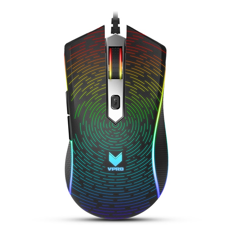 RAPOO V29S Bunte Verdrahtete RGB-Hintergrundbeleuchtung Gaming-Maus Mit 7000DPI Hohe Präzision Optische 7 Tasten - Galaxie Schwarz-1