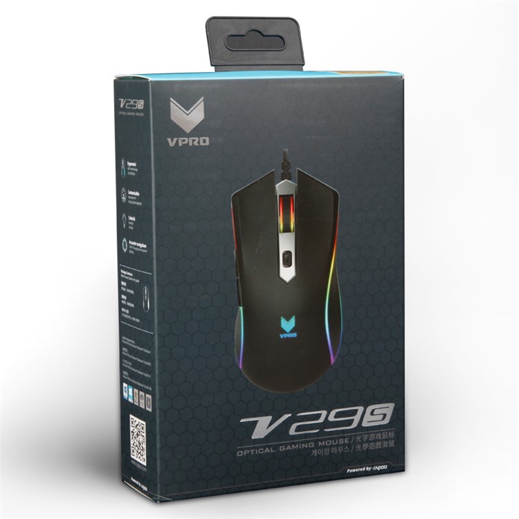 RAPOO V29S Bunte Verdrahtete RGB-Hintergrundbeleuchtung Gaming-Maus Mit 7000DPI Hohe Präzision Optische 7 Tasten - Galaxie Schwarz-6