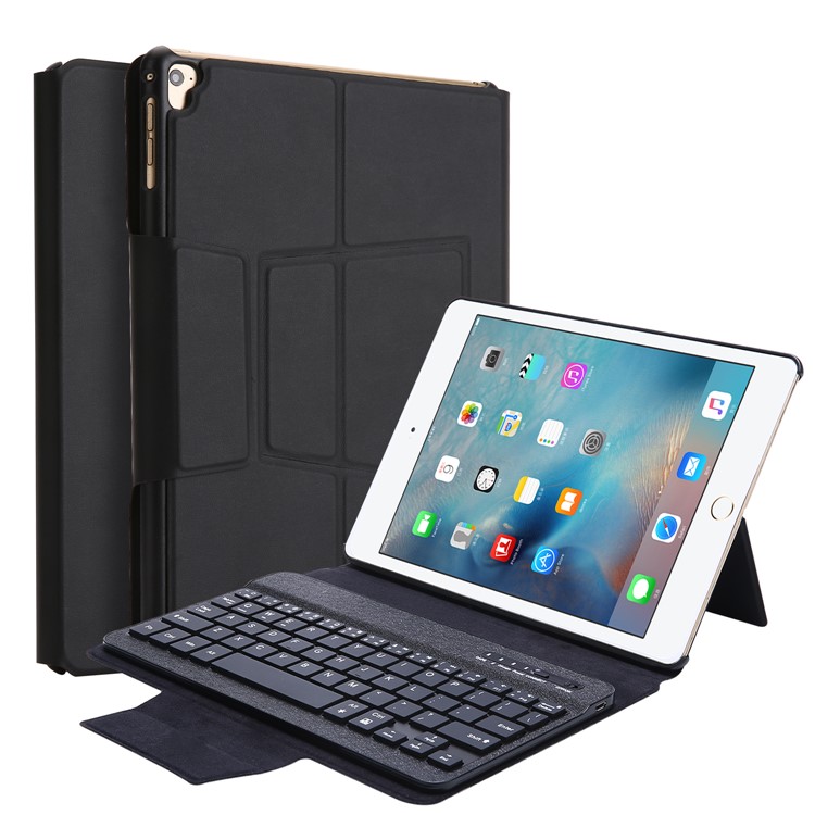 XD-158 Universal Backlight Metal Silk Print Leather Keyboard Stand Tablet Case Accessory for iPad 9.7 (2017)/Pro 9.7(2016)/iPad Air 2/1 - Black-1