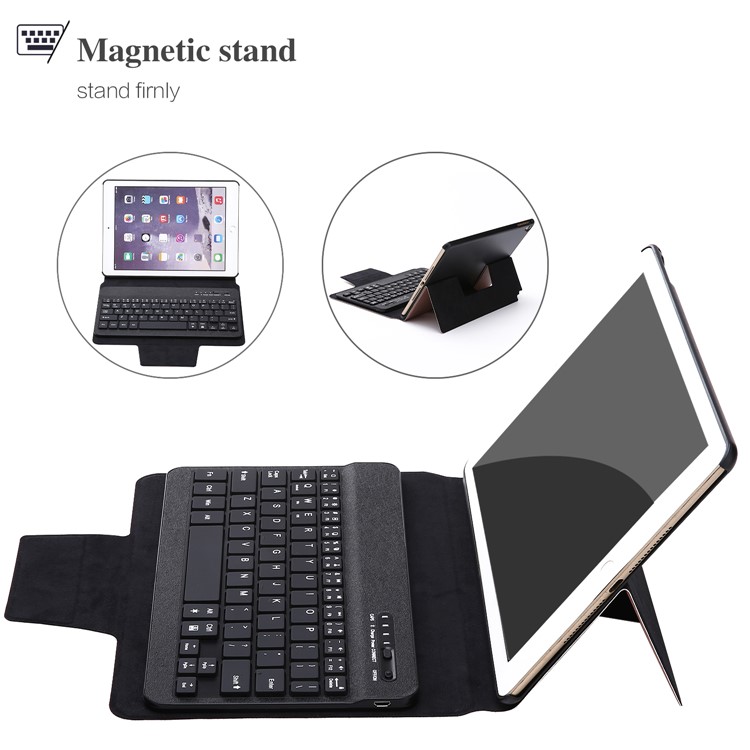 XD-158 Universal Backlight Metal Silk Print Leather Keyboard Stand Tablet Case Accessory for iPad 9.7 (2017)/Pro 9.7(2016)/iPad Air 2/1 - Black-16