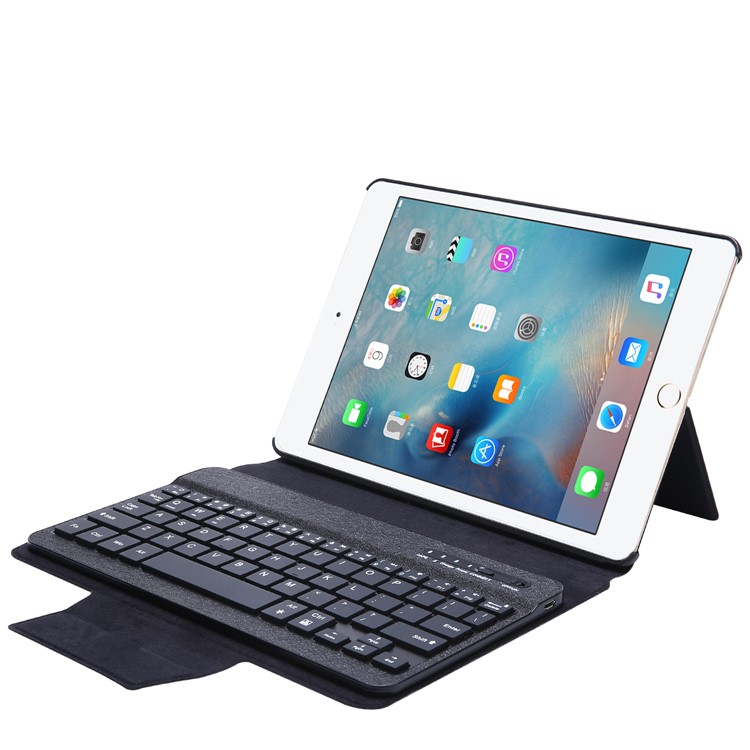 XD-158 Universal Backlight Metal Silk Print Leather Keyboard Stand Tablet Case Accessory for iPad 9.7 (2017)/Pro 9.7(2016)/iPad Air 2/1 - Black-2