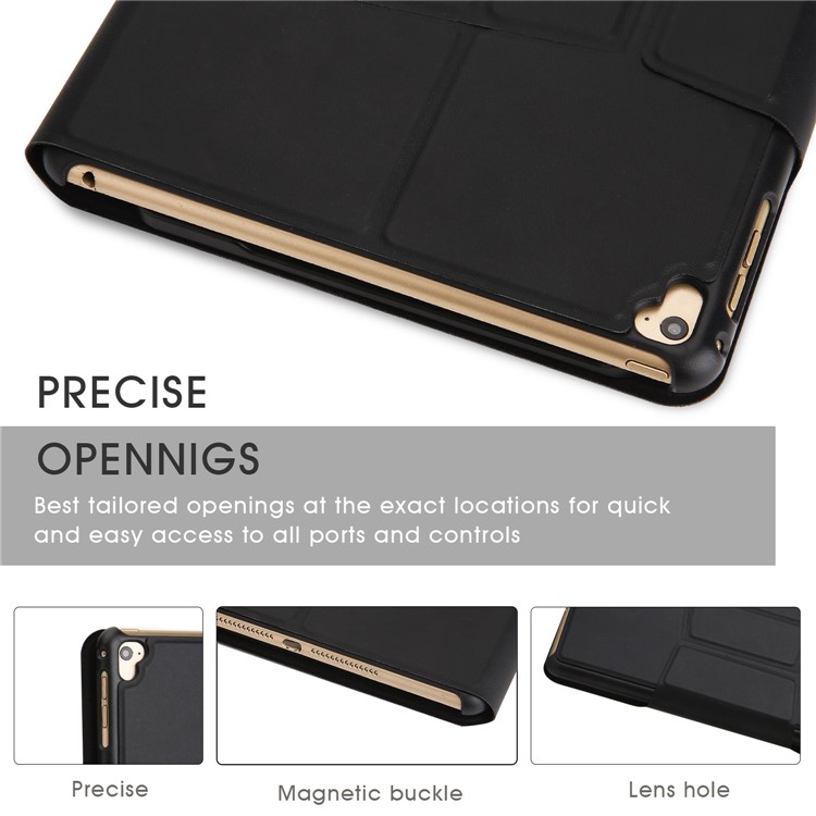 XD-158 Universal Backlight Metal Silk Print Leather Keyboard Stand Tablet Case Accessory for iPad 9.7 (2017)/Pro 9.7(2016)/iPad Air 2/1 - Black-3