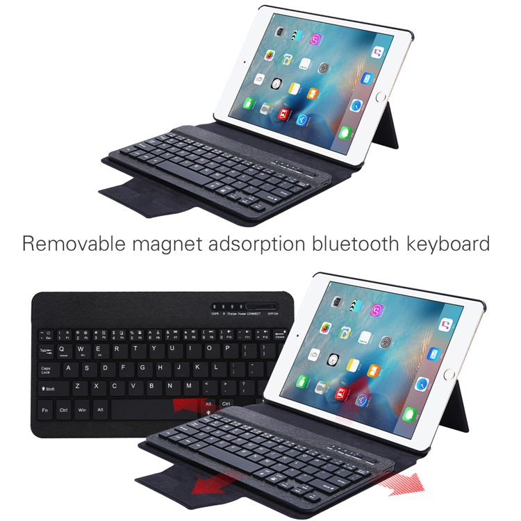 XD-158 Universal Backlight Metal Silk Print Leather Keyboard Stand Tablet Case Accessory for iPad 9.7 (2017)/Pro 9.7(2016)/iPad Air 2/1 - Black-6