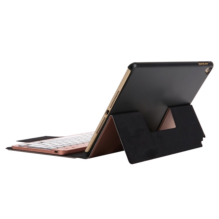 XD-158 Universal Backlight Metal Silk Print Leather Keyboard Stand Tablet Case Accessory for iPad 9.7 (2017)/Pro 9.7(2016)/iPad Air 2/1 - Black-8
