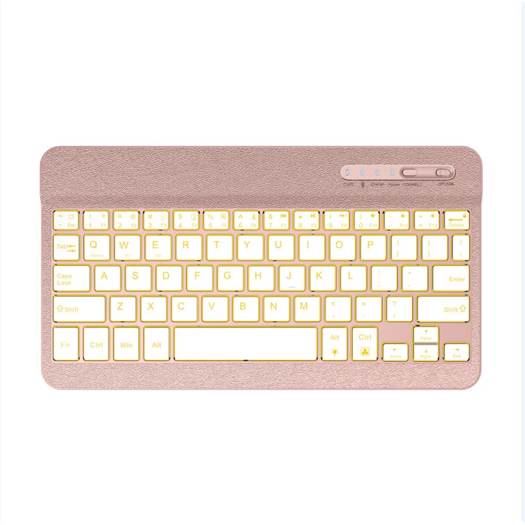 XD-158 Silk Print Leather Bluetooth Backlight Universal Keyboard Case with Stand for iPad 9.7 (2017)/Pro 9.7(2016)/iPad Air 2/1 - Rose Gold-11