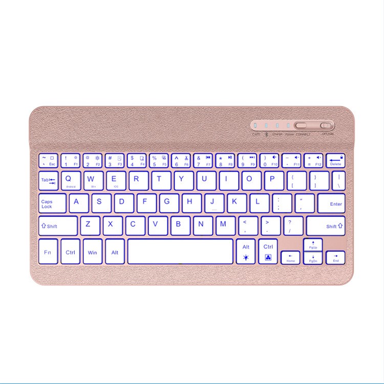 XD-158 Silk Print Leather Bluetooth Backlight Universal Keyboard Case with Stand for iPad 9.7 (2017)/Pro 9.7(2016)/iPad Air 2/1 - Rose Gold-12