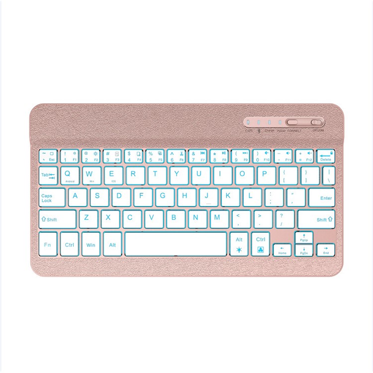XD-158 Silk Print Leather Bluetooth Backlight Universal Keyboard Case with Stand for iPad 9.7 (2017)/Pro 9.7(2016)/iPad Air 2/1 - Rose Gold-14