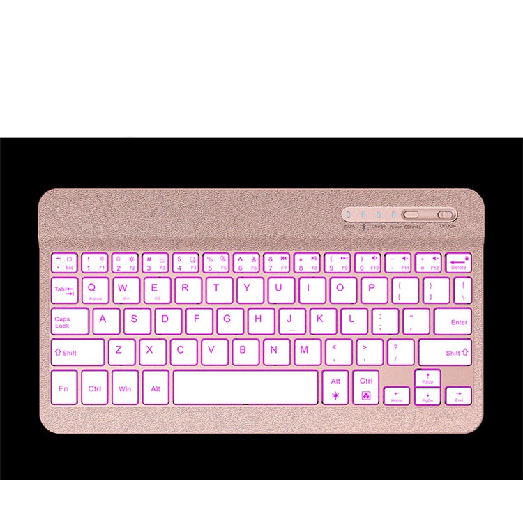XD-158 Silk Print Leather Bluetooth Backlight Universal Keyboard Case with Stand for iPad 9.7 (2017)/Pro 9.7(2016)/iPad Air 2/1 - Rose Gold-2