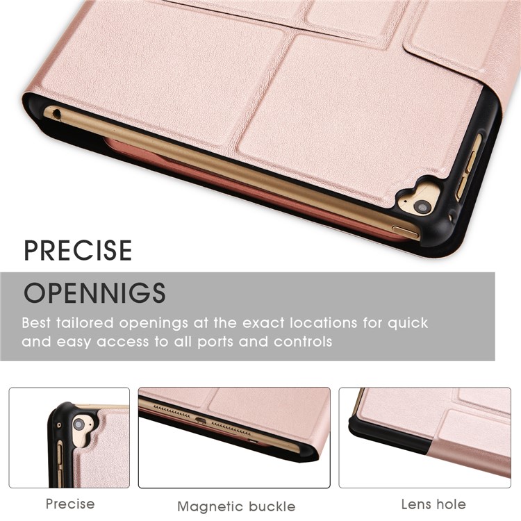 XD-158 Silk Print Leather Bluetooth Backlight Universal Keyboard Case with Stand for iPad 9.7 (2017)/Pro 9.7(2016)/iPad Air 2/1 - Rose Gold-5