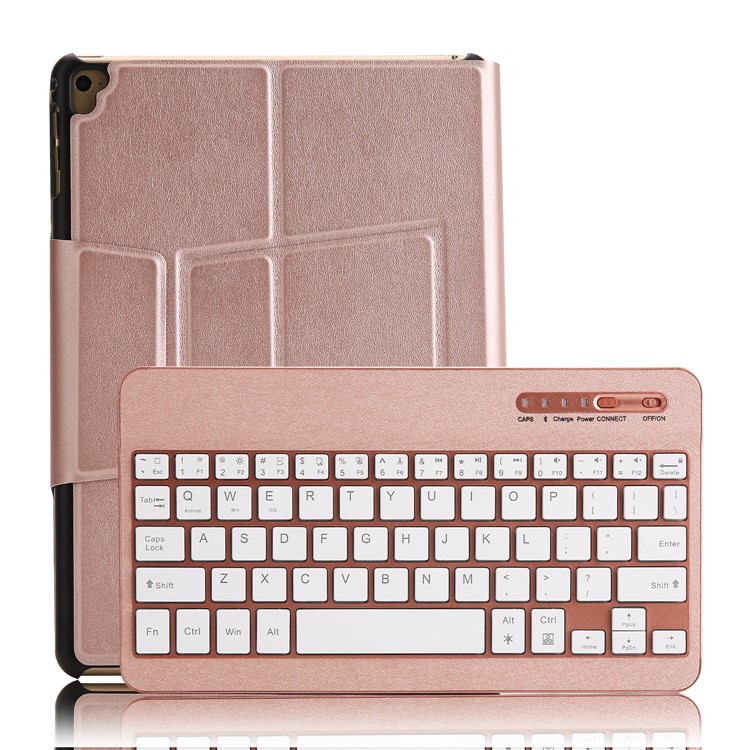 XD-158 Silk Print Leather Bluetooth Backlight Universal Keyboard Case with Stand for iPad 9.7 (2017)/Pro 9.7(2016)/iPad Air 2/1 - Rose Gold-6