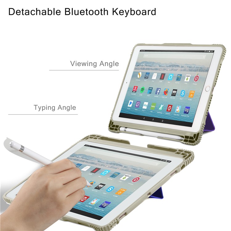 Detachable Bluetooth Keyboard Leather Tablet Casing with Stand for iPad 9.7-inch (2017)/iPad Pro 9.7 inch (2016)/iPad Air 2/iPad Air - Purple-8
