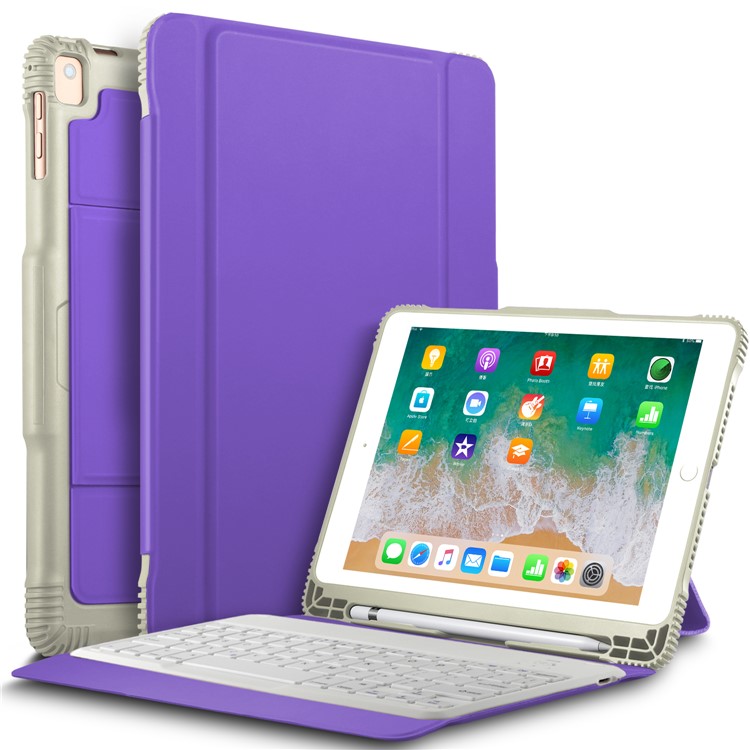 Detachable Bluetooth Keyboard Leather Tablet Casing with Stand for iPad 9.7-inch (2017)/iPad Pro 9.7 inch (2016)/iPad Air 2/iPad Air - Purple-9