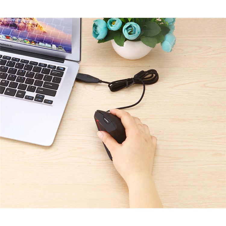 MODAO Ergonomic High Precision Optical Vertical Wired Mouse with 4 Adjustable DPI - Black-17
