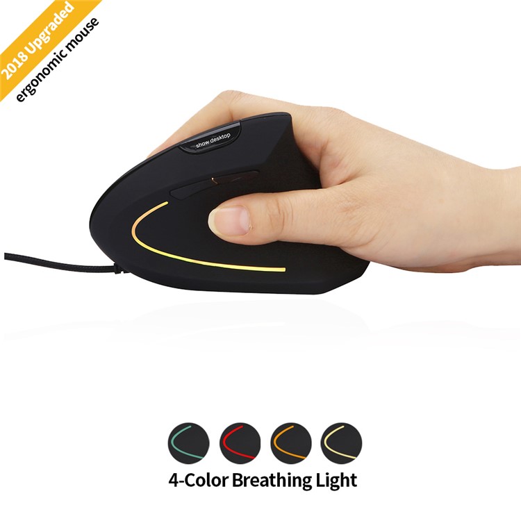 MODAO Ergonomic High Precision Optical Vertical Wired Mouse with 4 Adjustable DPI - Black-2