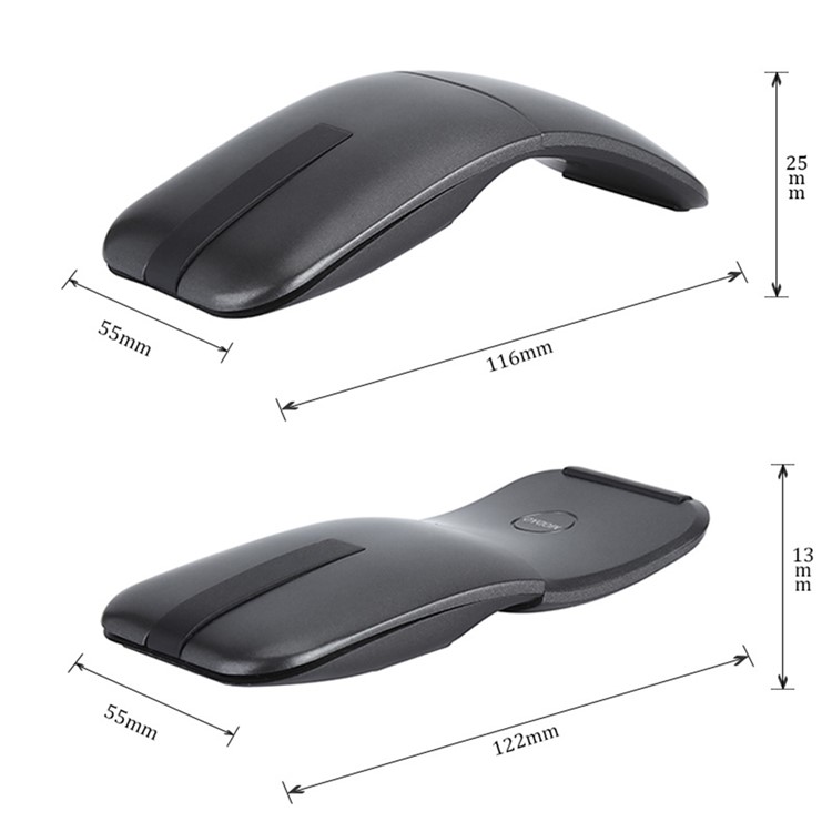 Ultra Slim 180 Degree Rotatable Hinge Touch Senstive 1200DPI 2.4G Wireless Mouse for Notebook, PC, Macbook-12