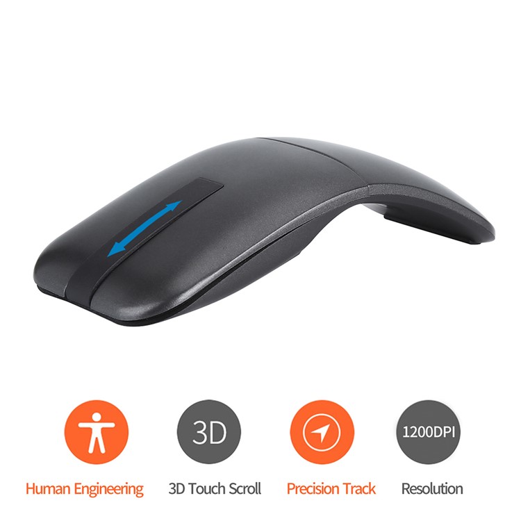 Ultra Slim 180 Degree Rotatable Hinge Touch Senstive 1200DPI 2.4G Wireless Mouse for Notebook, PC, Macbook-2