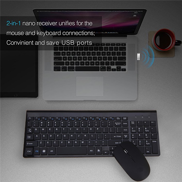 Clavier Combo Souris Sans Fil 2.4G Sans Fil + Souris - Noir-15