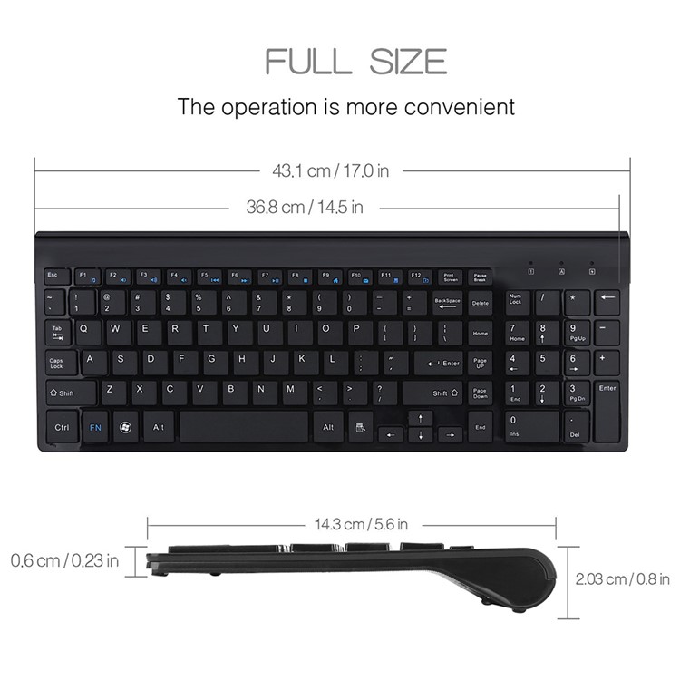 Clavier Combo Souris Sans Fil 2.4G Sans Fil + Souris - Noir-4