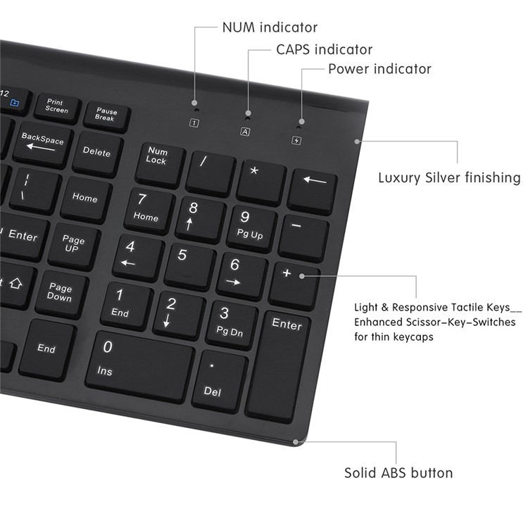 Clavier Combo Souris Sans Fil 2.4G Sans Fil + Souris - Noir-6
