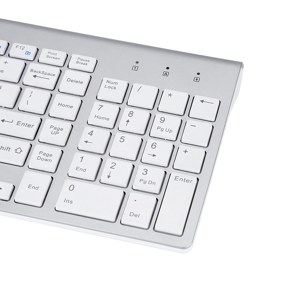 Juego Combo De Mouse De Teclado Inalámbrico Mudo 2.4G Compacto De Tamaño Completo - Blanco-14