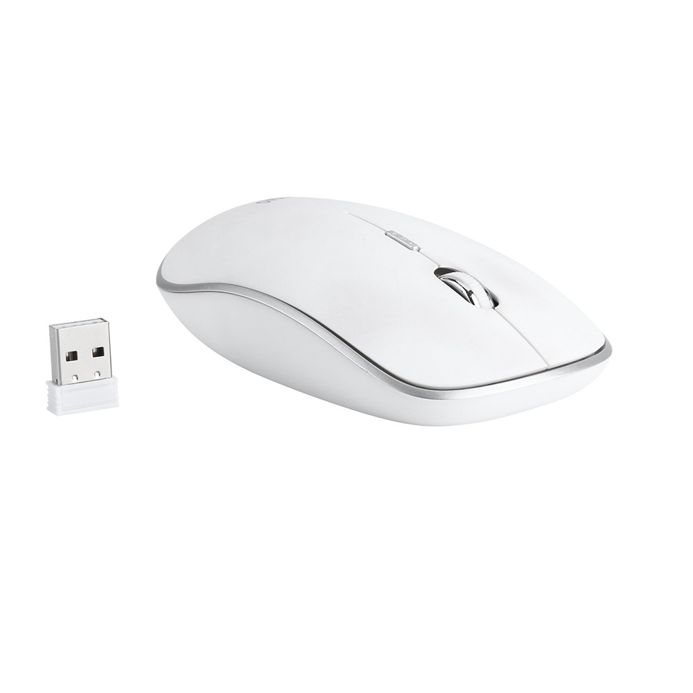 Juego Combo De Mouse De Teclado Inalámbrico Mudo 2.4G Compacto De Tamaño Completo - Blanco-9