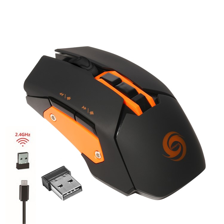 W1 2.4G Wireless Portable Game Mouse Optical Mice with USB Receiver - Orange-4