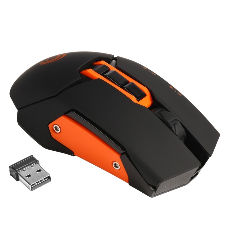 W1 2.4G Wireless Portable Game Mouse Optical Mice with USB Receiver - Orange-6
